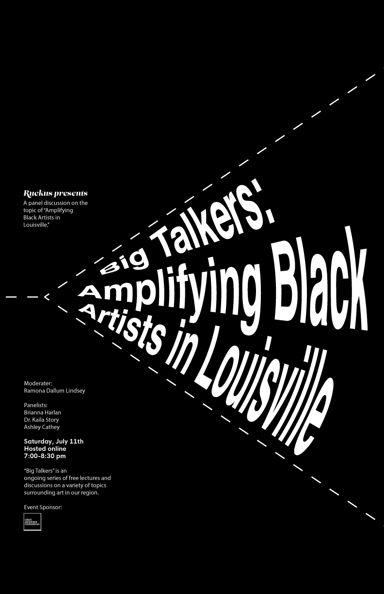 past event poster for a panel talk titled amplifying black artists in louisville